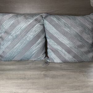 Callisto Home Pleat Velvet Decorative Pillow (2) Aqua Blue/Silver 22" Sq New$600